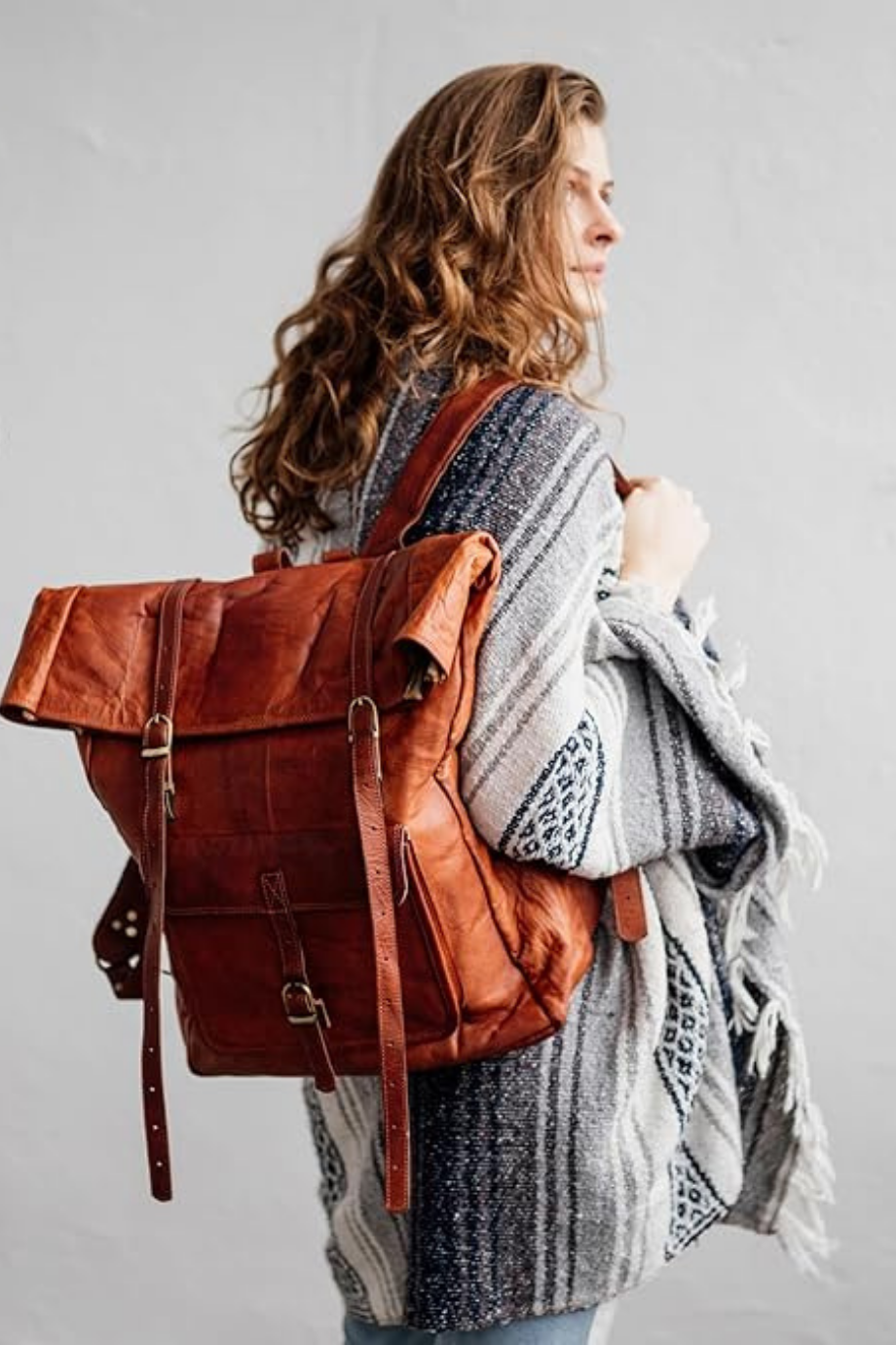 Leeds Unisex Vintage Deri 17 İnç Laptop Sırt Çantası