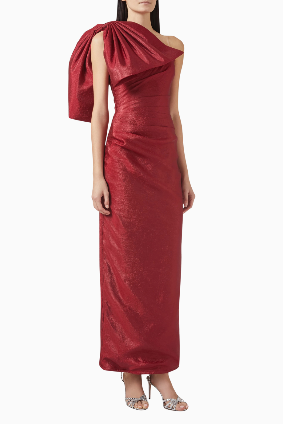 Bow One-shoulder Fiyonklu Tek Omuzlu Organze Kadın Elbise