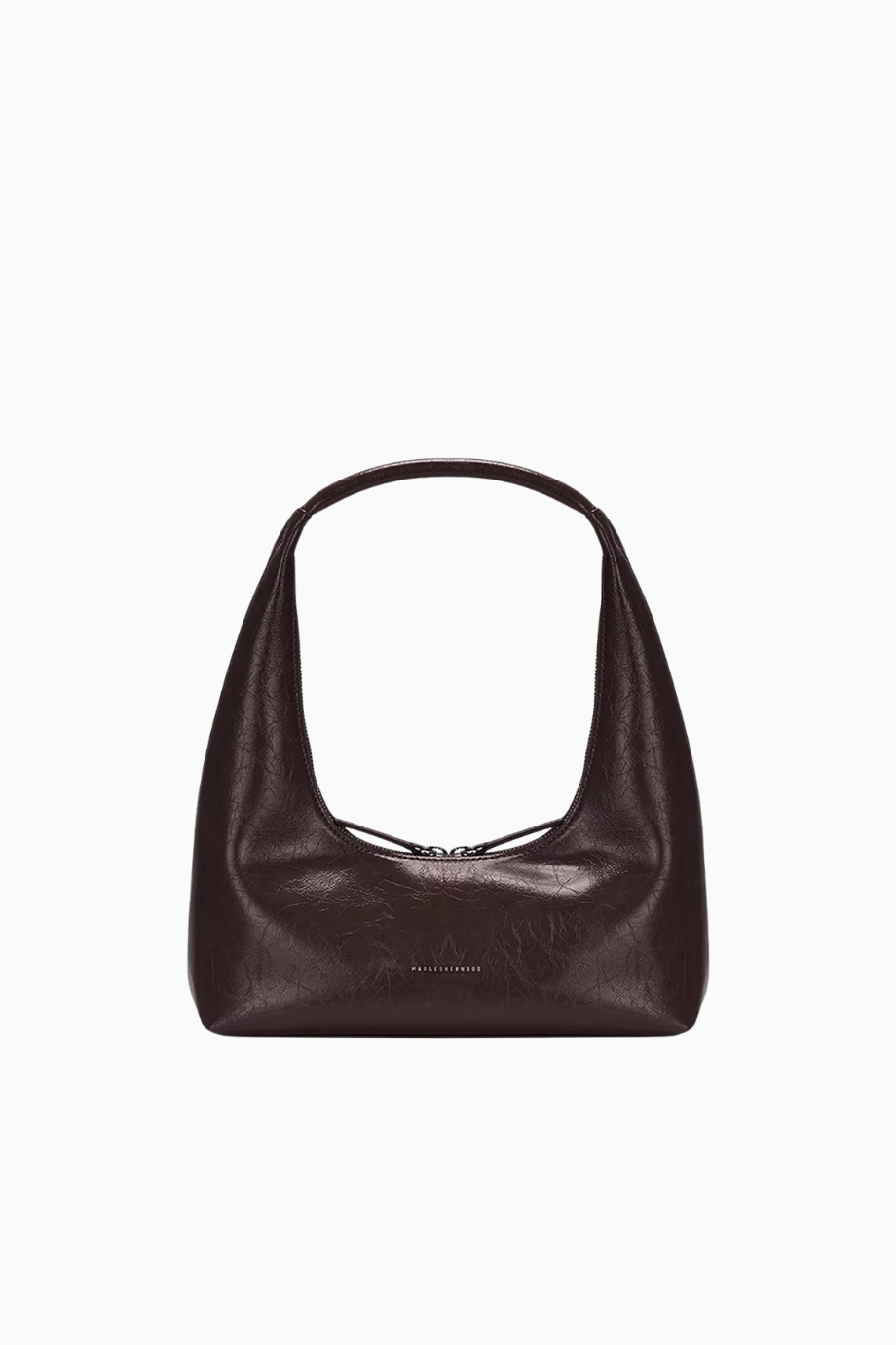 Koyu Kahverengi Hobo Omuz Çantası, Parlak Deri ve 1990’lar İlhamlı Minimalist Tasarım