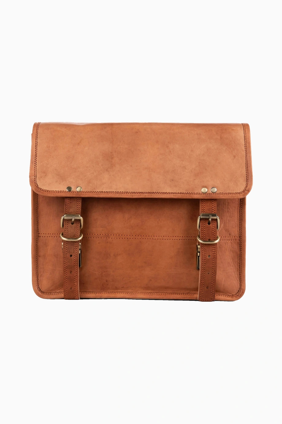 York M Vintage Deri Laptop Bölmeli Unisex Postacı Çantası Kahverengi