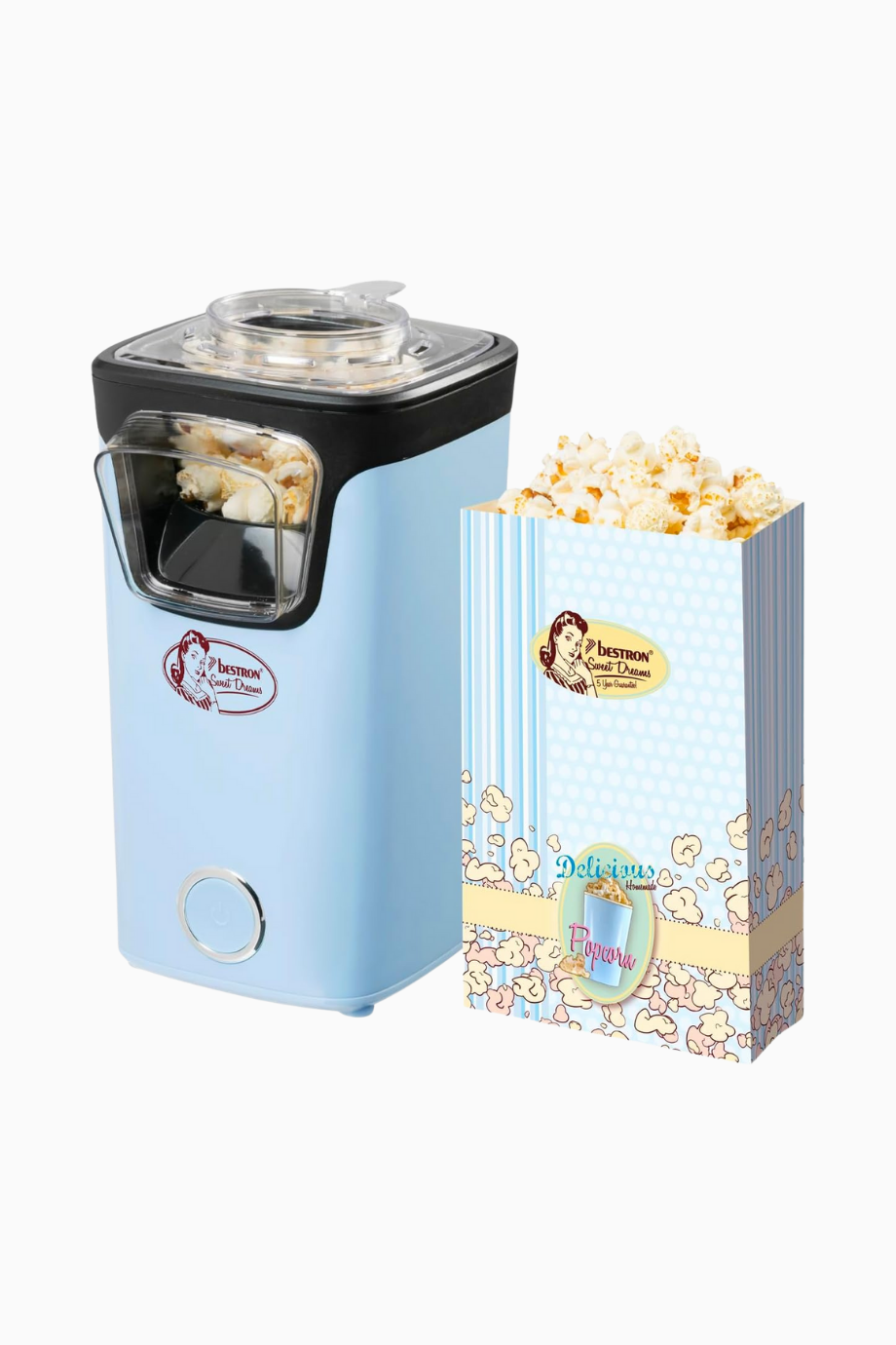 Retro Popcorn Maker Turbo Mısır Patlatma Makinesi 60 g Kapasite, 2 Dakikada Hazır
