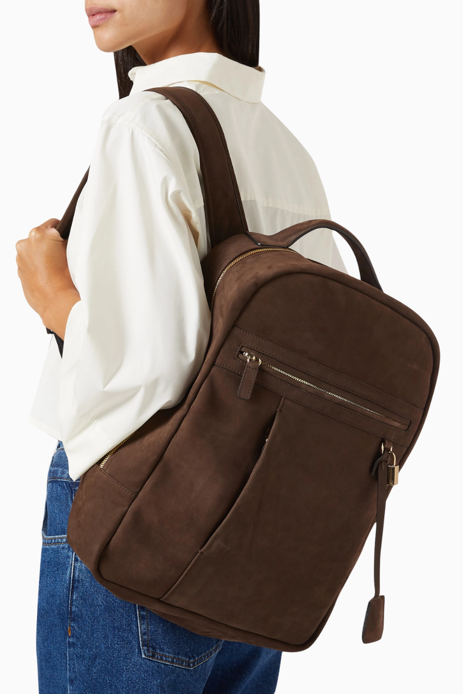 Nubuk Deri Unisex Sırt Çantası Kahverengi Premium Seyahat ve Laptop Çantası