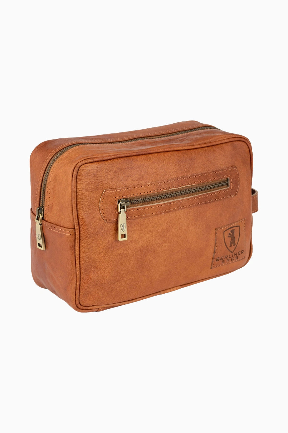 Paul Vintage Deri Unisex Seyahat Makyaj Çantası Kahverengi