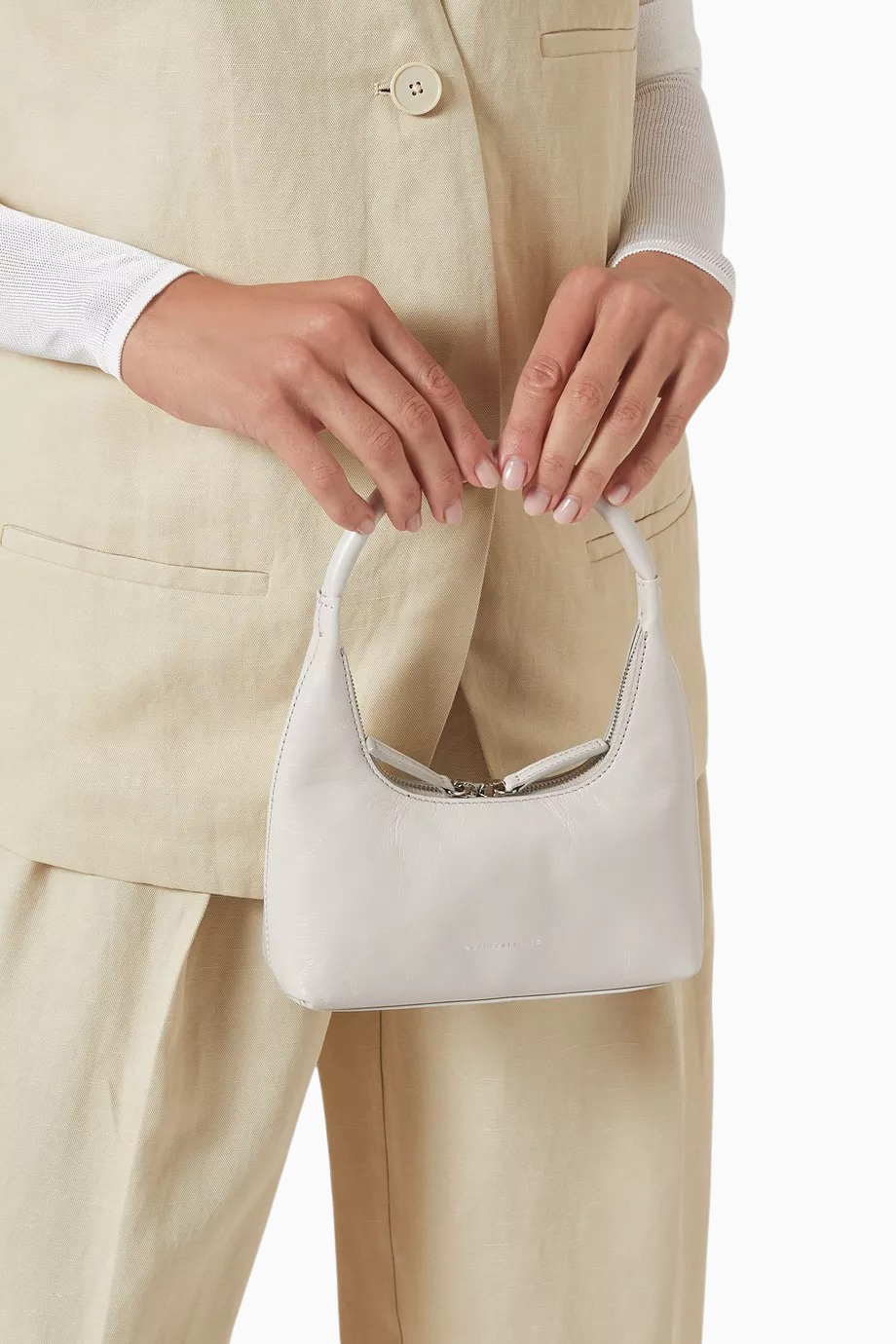 Mini Hobo Omuz Çantası, Açık Pastel Gri Deri ile Zarif Günlük Şıklık
