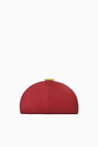 Zamora Kırmızı Saffiano Deri, Altın Detaylı Zarif Kadın Clutch Çanta