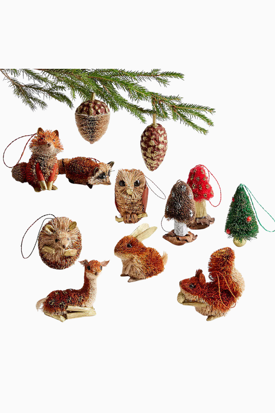 Woodland Buri Christmas Ornaments Set 12 El Yapımı Orman Süsleri