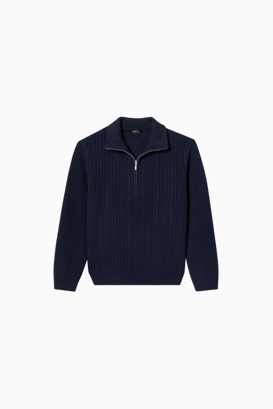 Theo Jumper Yüksek Yakalı, Örgü Detaylı %100 Yün Erkek Kazak