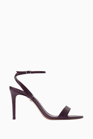 Pryia 100 Mor Deri Bilekten Ayarlanabilir, 100mm Topuklu Lüks Sandalet
