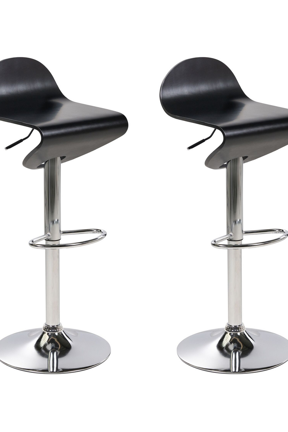 LIVERPOOL 2’li Siyah Döner Bar Sandalyesi, Ayarlanabilir Yükseklik, Krom Tabanlı Modern Tasarım