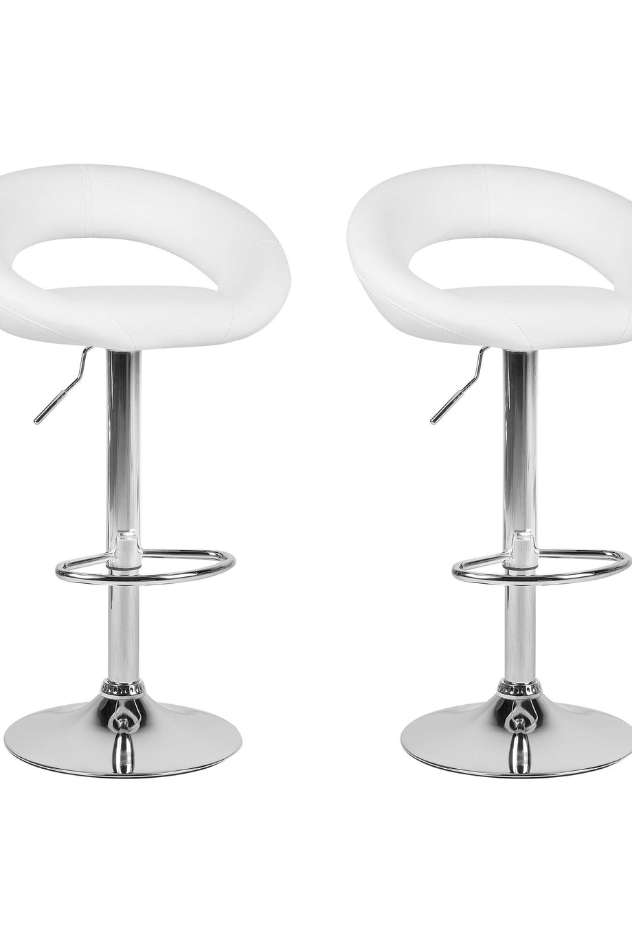 PEORIA 2’li Bar Sandalyesi Seti, Suni Deri Döner Sandalye, Yükseklik Ayarlı