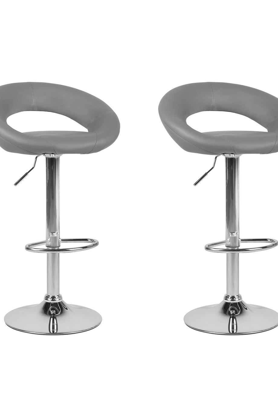 PEORIA 2’li Bar Sandalyesi Seti, Suni Deri Döner Sandalye, Yükseklik Ayarlı
