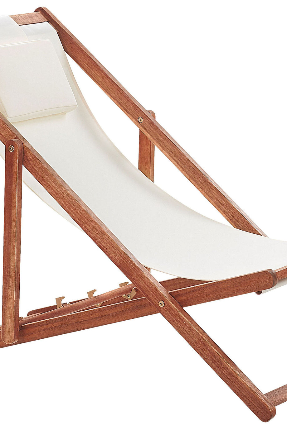 AVELLINO Katlanabilir Akasya Şezlong, 3 Kademeli, Baş Yastıklı