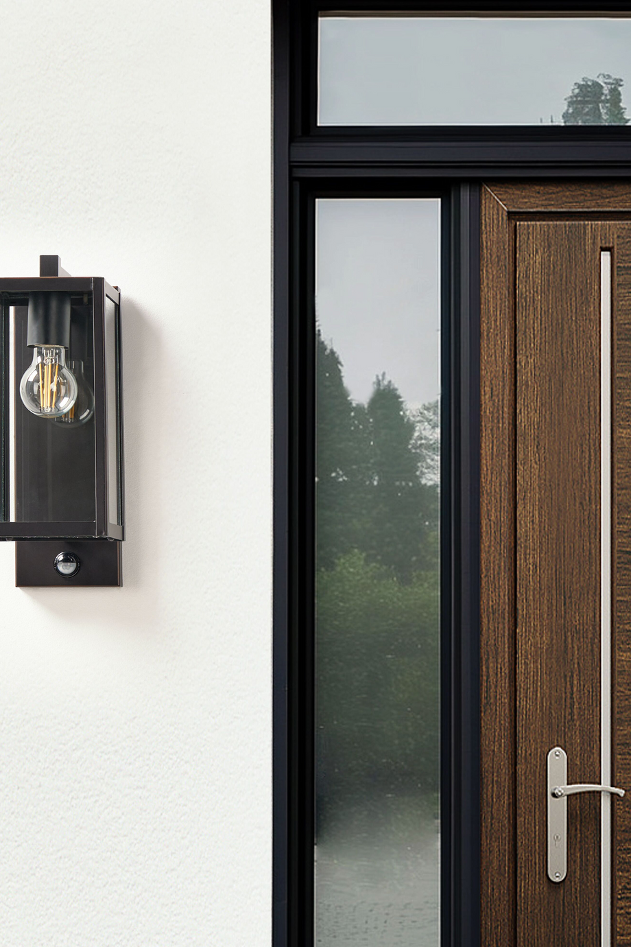 Siyah Retro Dış Mekan Duvar Lambası, Hareket Sensörlü ve IP44 Suya Dayanıklı