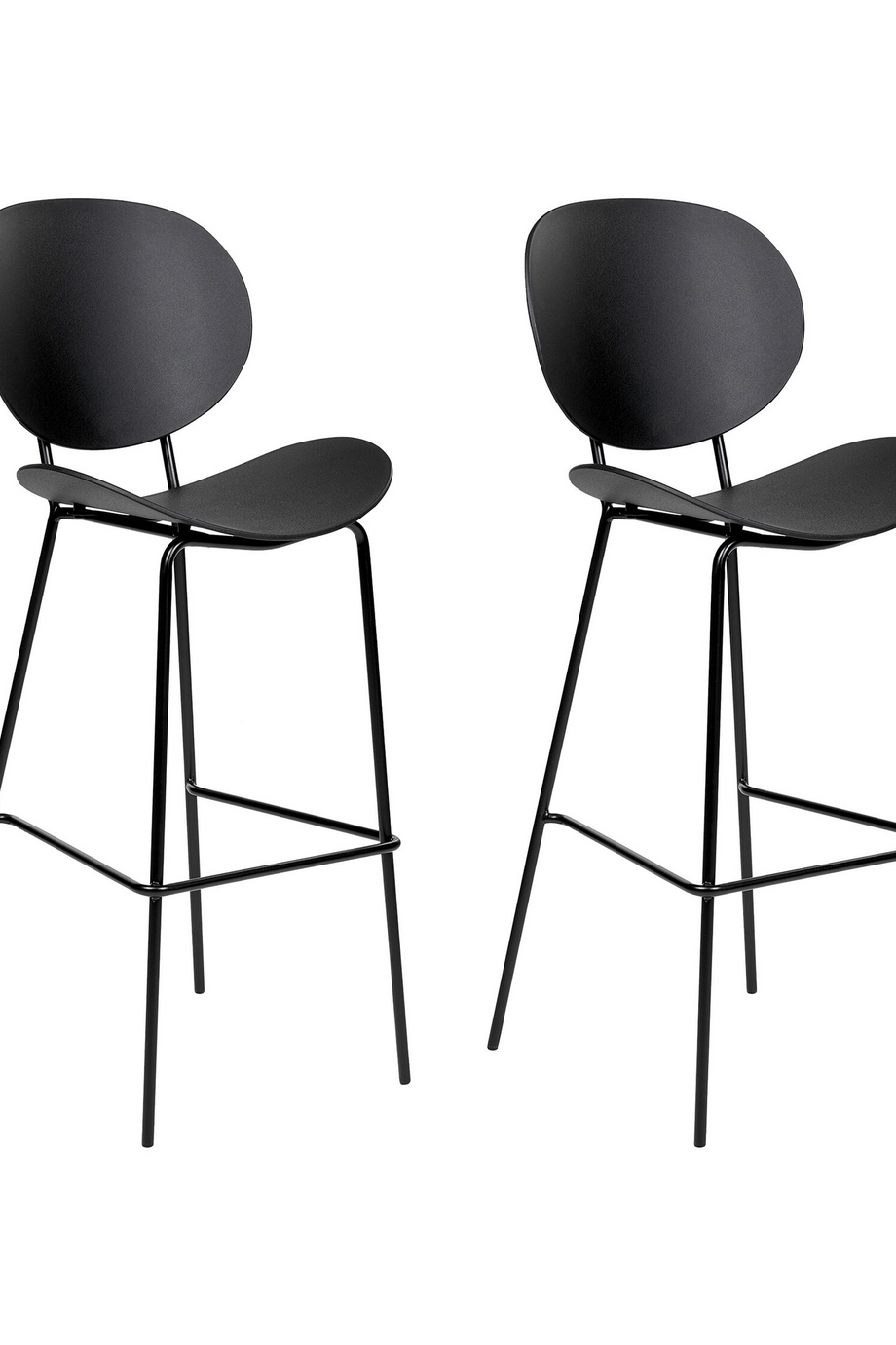 SHONTO Siyah 2'li Bar Sandalyesi Seti, Modern Tasarım, 75 cm Oturma Yüksekliği