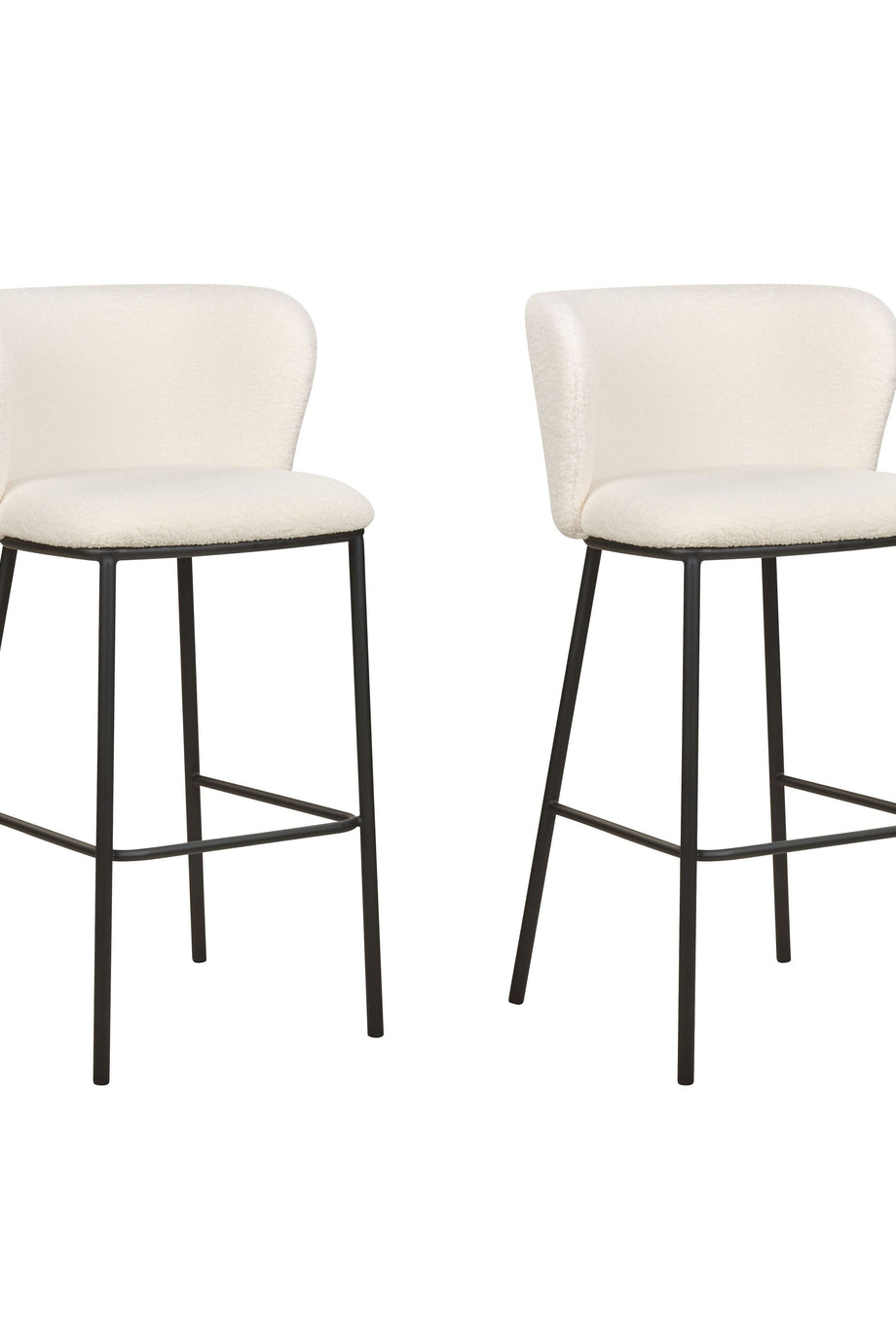 MINA 2’li Beyaz Boucle Kumaş Bar Sandalyesi Seti