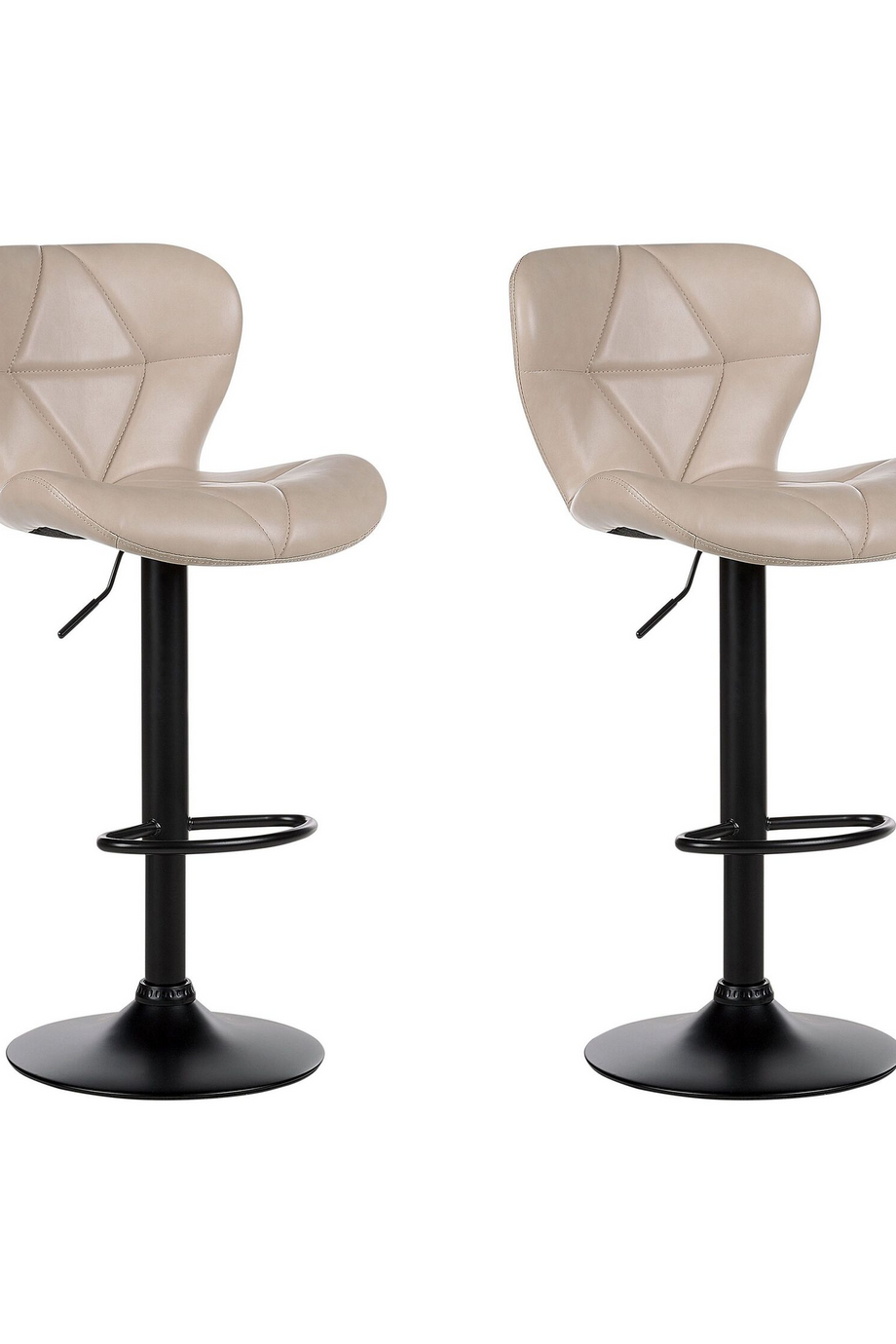 VALETTA Açık Bej Döner Bar Sandalyesi 2'li Set, Yükseklik Ayarlı, Suni Deri, Modern Stil