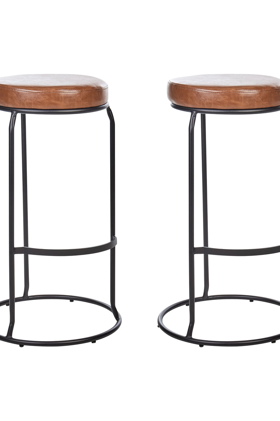 MILROY 2’li Kahverengi Suni Deri Bar Taburesi Seti