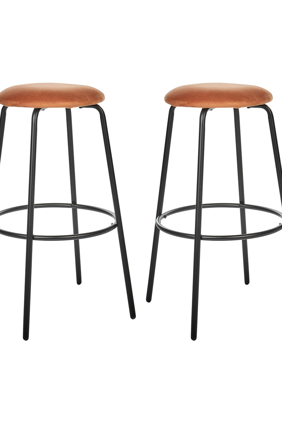 MORTON 2’li Kadife Bar Sandalyesi Seti, 75 cm Oturma Yüksekliği, Ayak Destekli