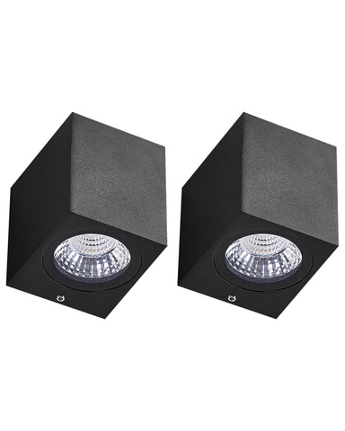 Siyah 2’li LED Dış Mekan Duvar Lambası Seti, Modern Tasarım ve IP54 Korumalı