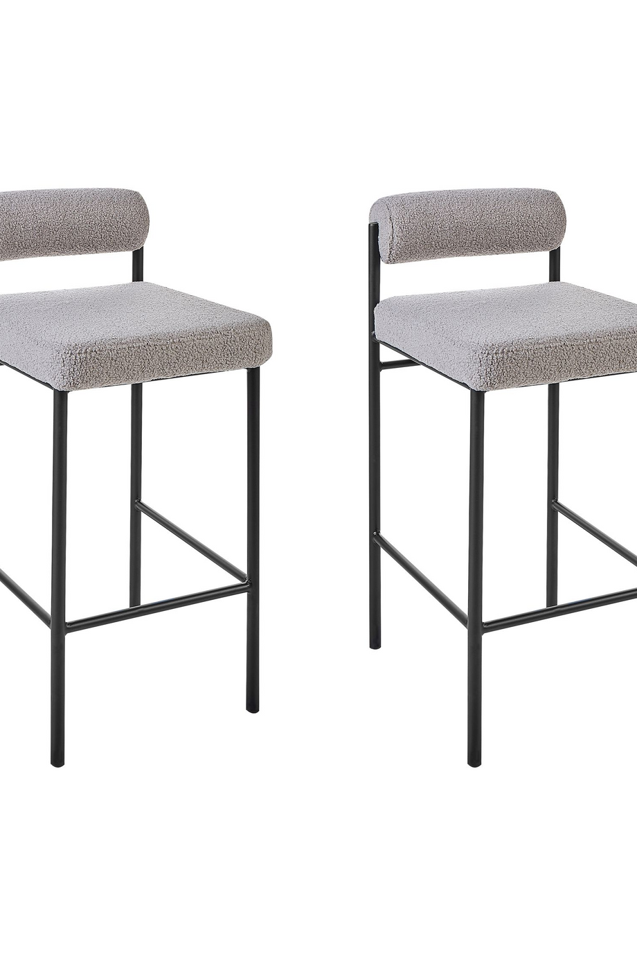 AMAYA Gri Boucle 2'li Bar Sandalyesi Seti, 64 cm Oturum, Şık ve Konforlu Tasarım