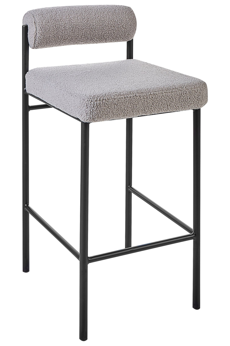 AMAYA Gri Boucle 2'li Bar Sandalyesi Seti, 64 cm Oturum, Şık ve Konforlu Tasarım