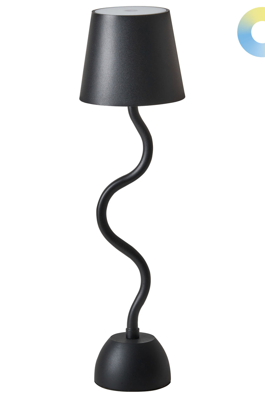 Siyah Kablosuz Kavisli LED Masa Lambası, Dimmerli, USB Şarjlı ve Modern Tasarım