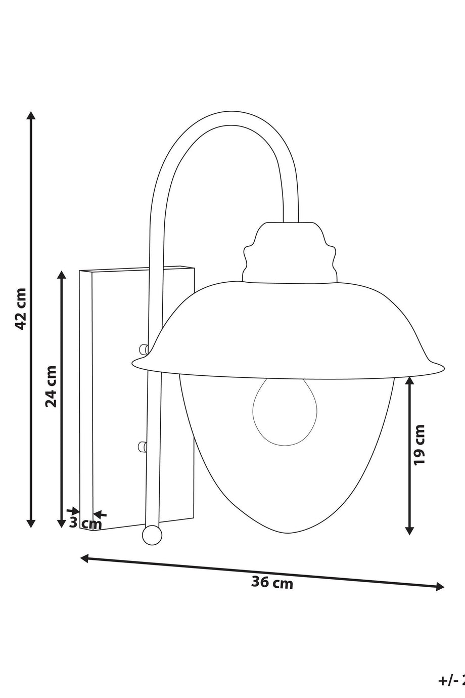 BANKA Dış Mekan Duvar Lambası, Siyah, 3 Ampul Girişli, IP44 Koruma