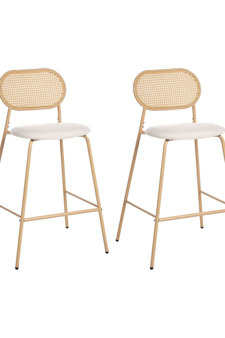 ADAVER 2'li Rattan Bar Sandalyesi Seti, 72 cm, Retro Stil, Açık Ahşap Görünümlü Tasarım