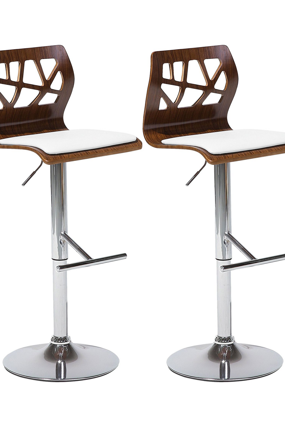 PETERSBURG Döner Bar Sandalyesi 2'li Set, 62–82 cm Ayarlı, Suni Deri, Ahşap Sırtlık
