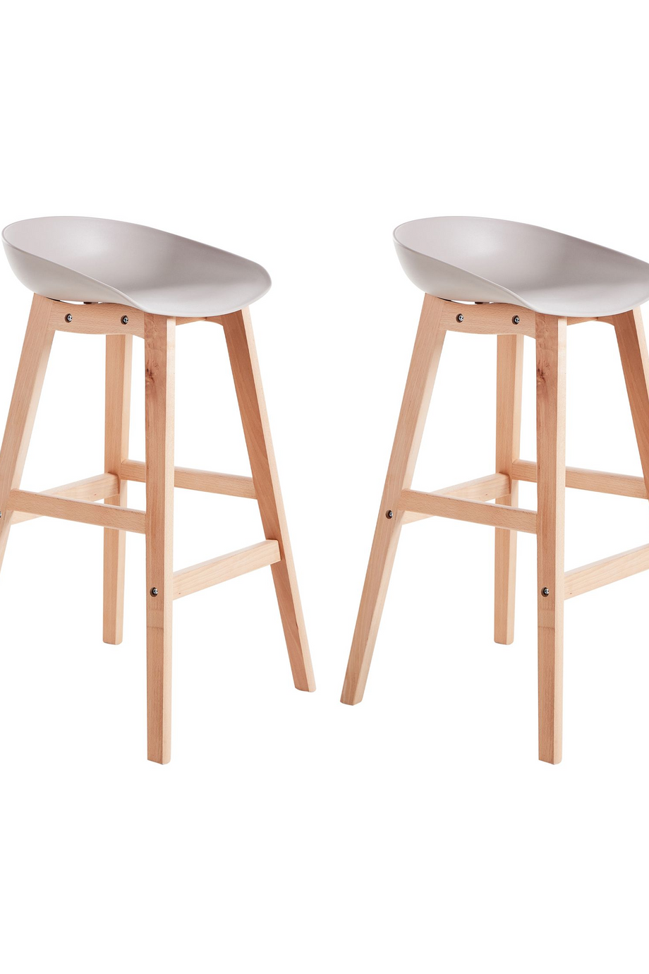 MICCO 2’li Taupe Bar Sandalyesi Seti, Doğal Kayın Ayaklı, Minimalist İskandinav Tasarımı