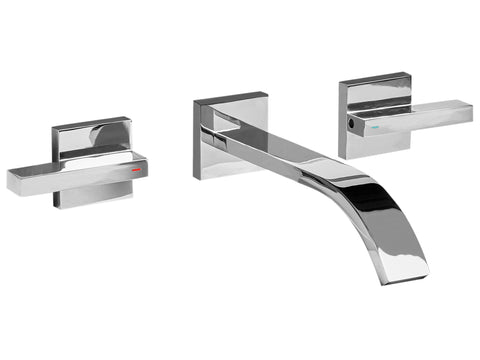 BERRACO Duvara Monte Lavabo Bataryası Musluğu, Çift Kulplu, Mat Pirinç
