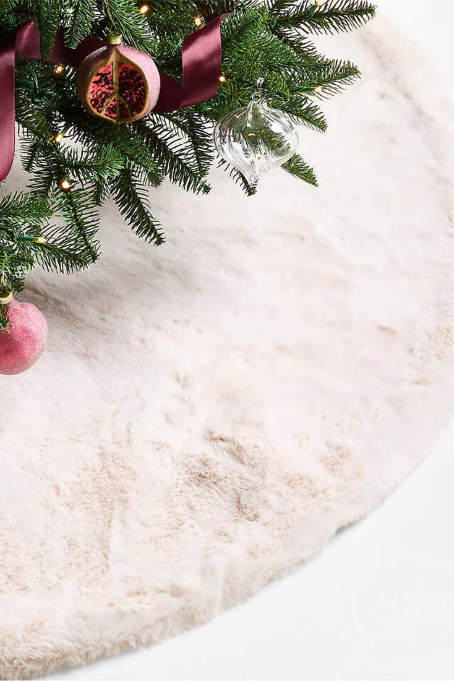 Winter White Faux Fur Christmas Tree Skirt Yapay Kürk Yılbaşı Ağacı Eteği