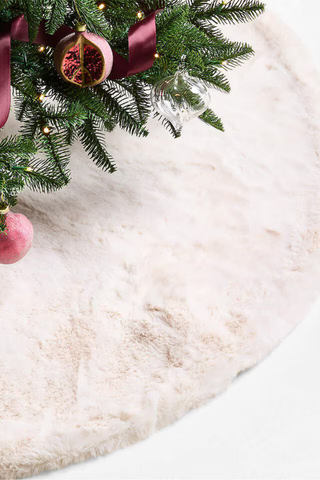 Winter White Faux Fur Christmas Tree Skirt Yapay Kürk Yılbaşı Ağacı Eteği