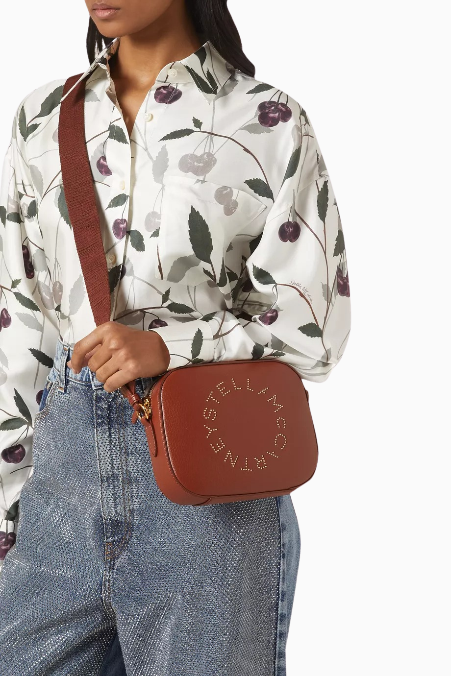 Alter Mat Vegan Deri Studded Logo, Mini Kamera Omuz Çantası