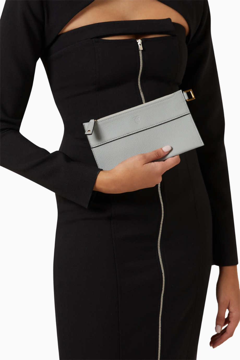 Small Nomad Deri Pouch Gri Kompakt Unisex Clutch