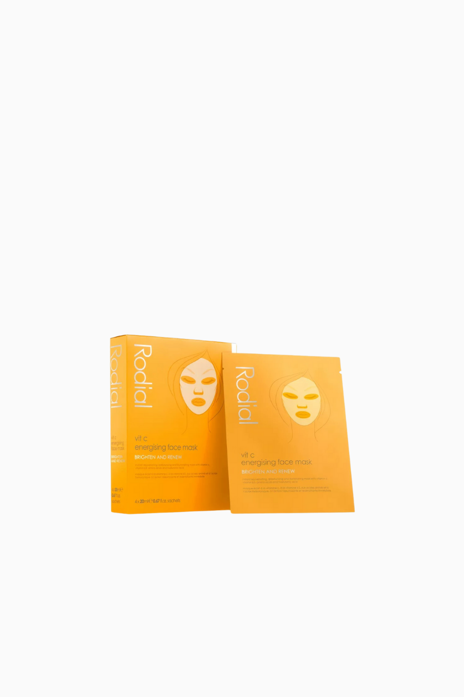 Vit C Energising Sheet Mask, 4’lü Yüz İçin Aydınlatıcı ve Canlandırıcı Bio-Selüloz Maskeler