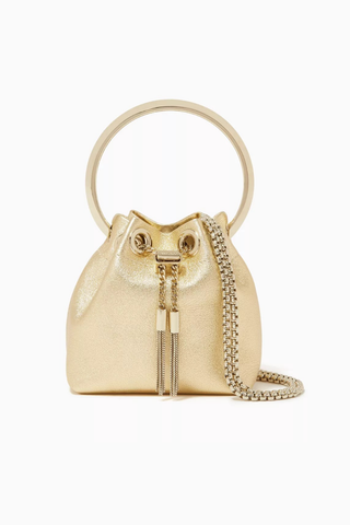 Micro Bon Bon Çanta Altın Metalik Nappa & Zincir Detaylı