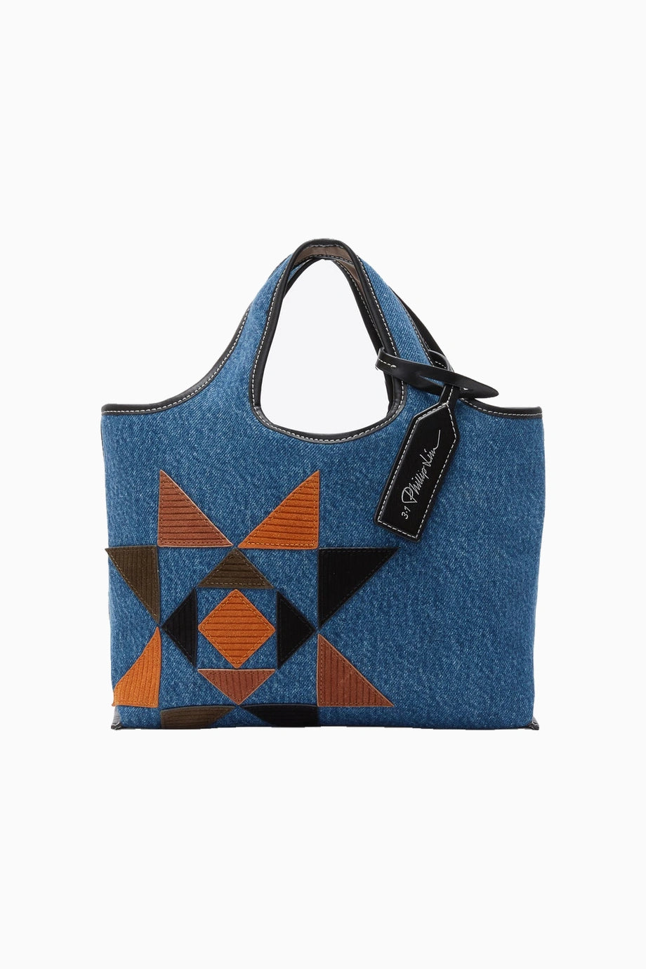 Denim Suede Patch Kadın Mini Market Tote Çanta