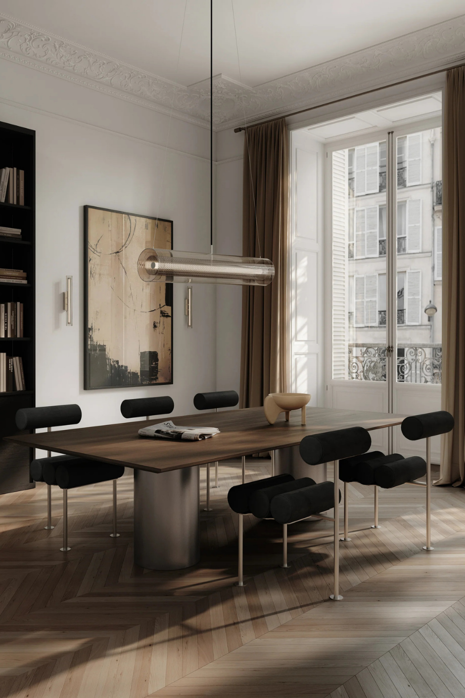 Frame Pendant Lamp Fat Chrome LED, Dekoratif Tasarım Sarkıt Aydınlatma