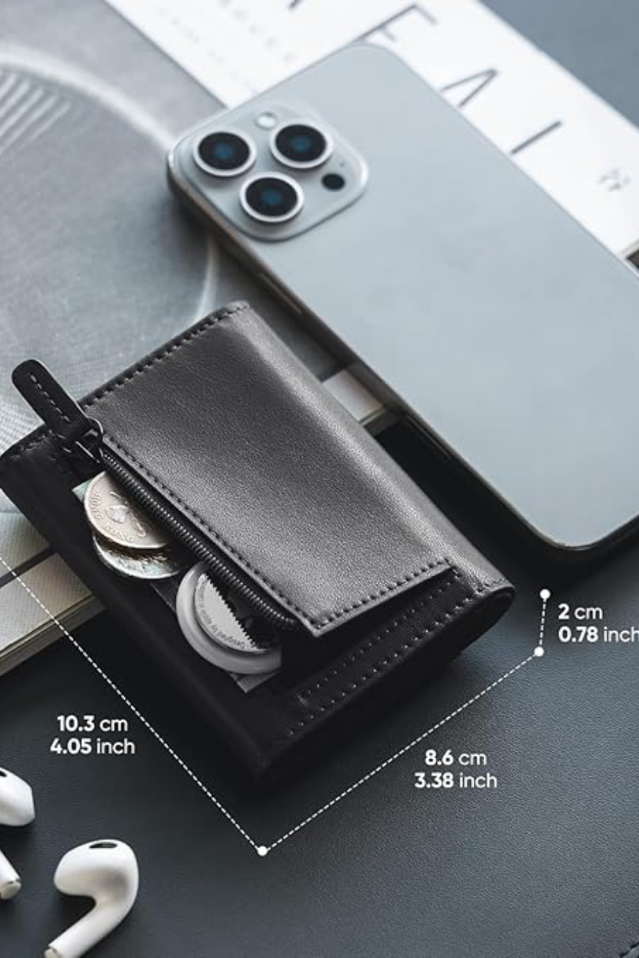 RFID Korumalı Üç Katlı Fermuarlı Bozuk Para Bölmeli Erkek Cüzdan