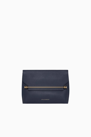 Stylist Crossbody Clutch Lacivert Dana Deri Lüks Çanta, Günlük ve Gece Kullanımı