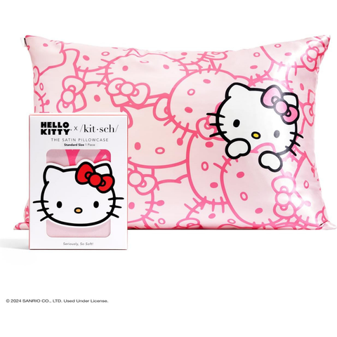 Hello Kitty x Fermuarlı Saten Yastık Kılıfı, 66 x 48 cm