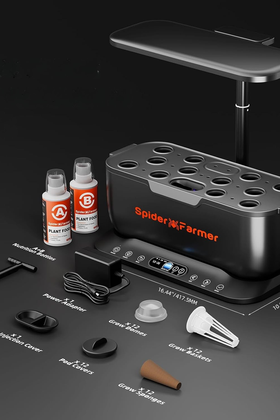 SmartG12 Hidroponik Bitki Yetiştirme Sistemi, 12 Bölmeli, Tam Spektrum LED, WiFi ve Uygulama Kontrollü