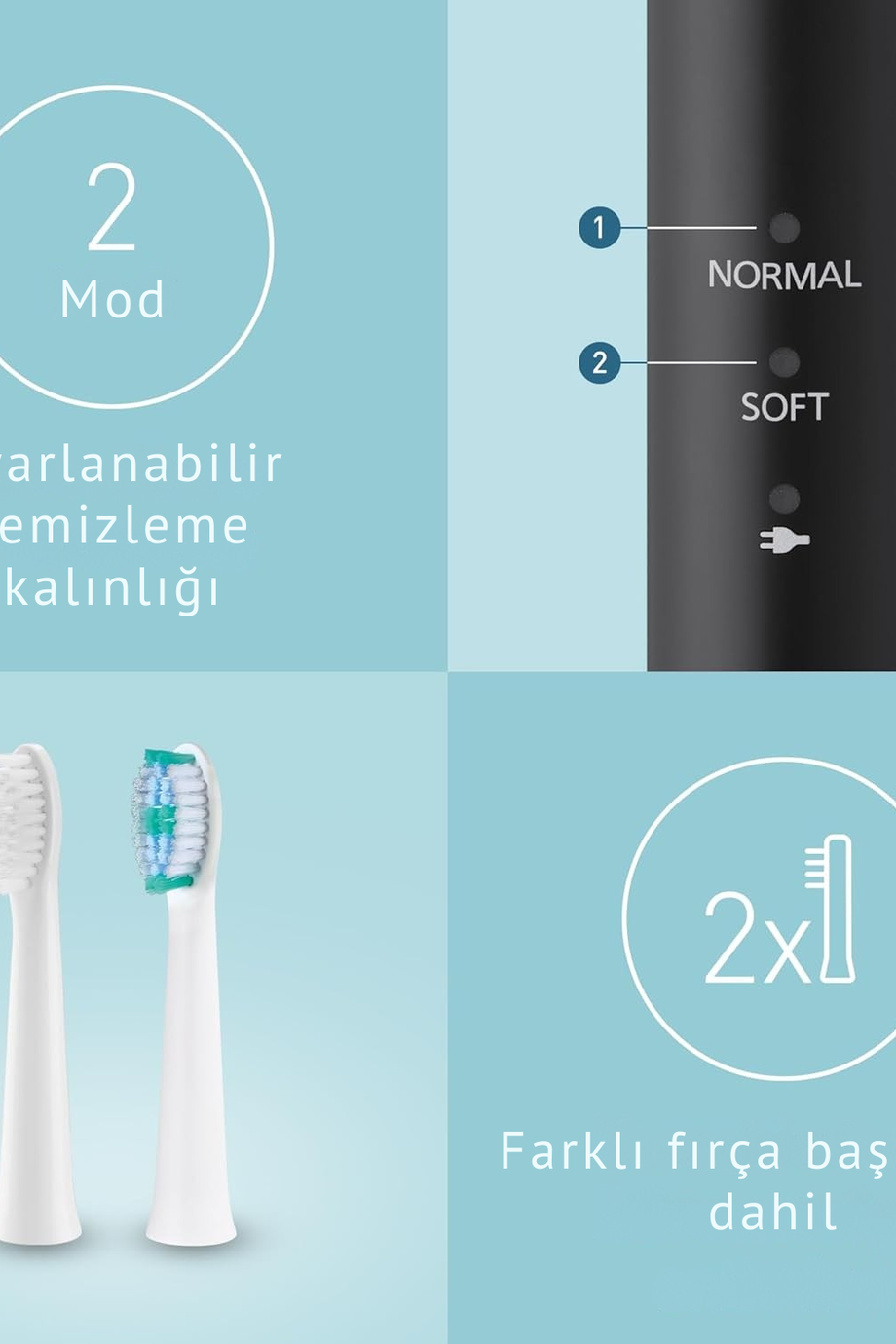 EW-DM81-K503 Şarj Edilebilir Elektrikli Diş Fırçası, Ekstra İnce & Çok Amaçlı Fırça, 2 Temizleme Modu