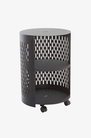 NÄS Sehpa Ø40 cm, Metal, Tekerlekli, Delikli Tasarım, İç ve Dış Mekana Uygun