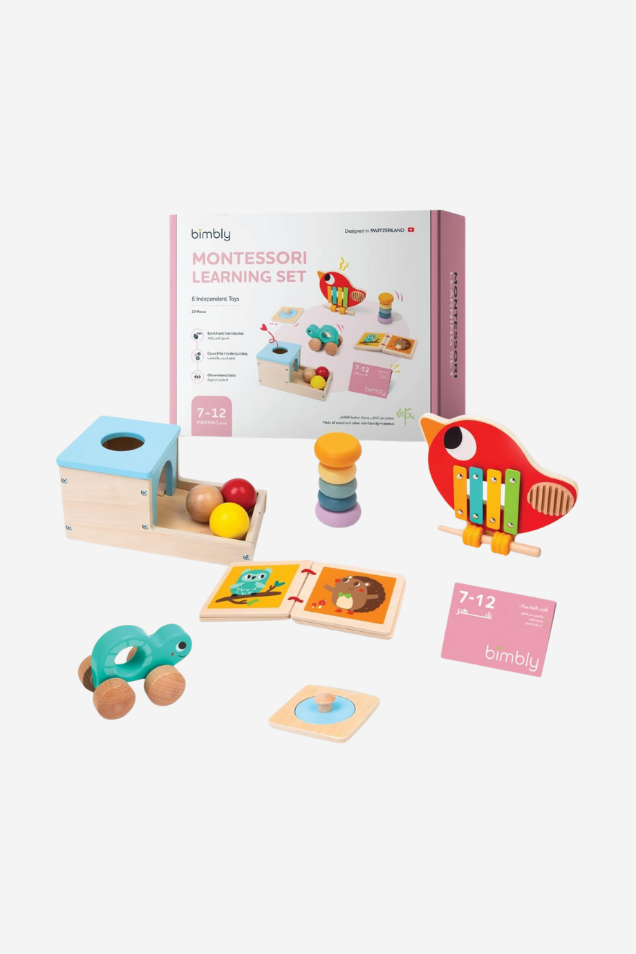 7-12 Aylık Bebek Montessori Oyuncak Seti, Ksilofon ve Kaplumbağa Araba