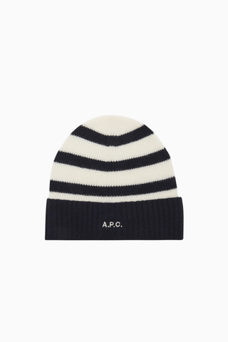 Martin Unisex Koyu Lacivert–Ekru Merino Yün Bere
