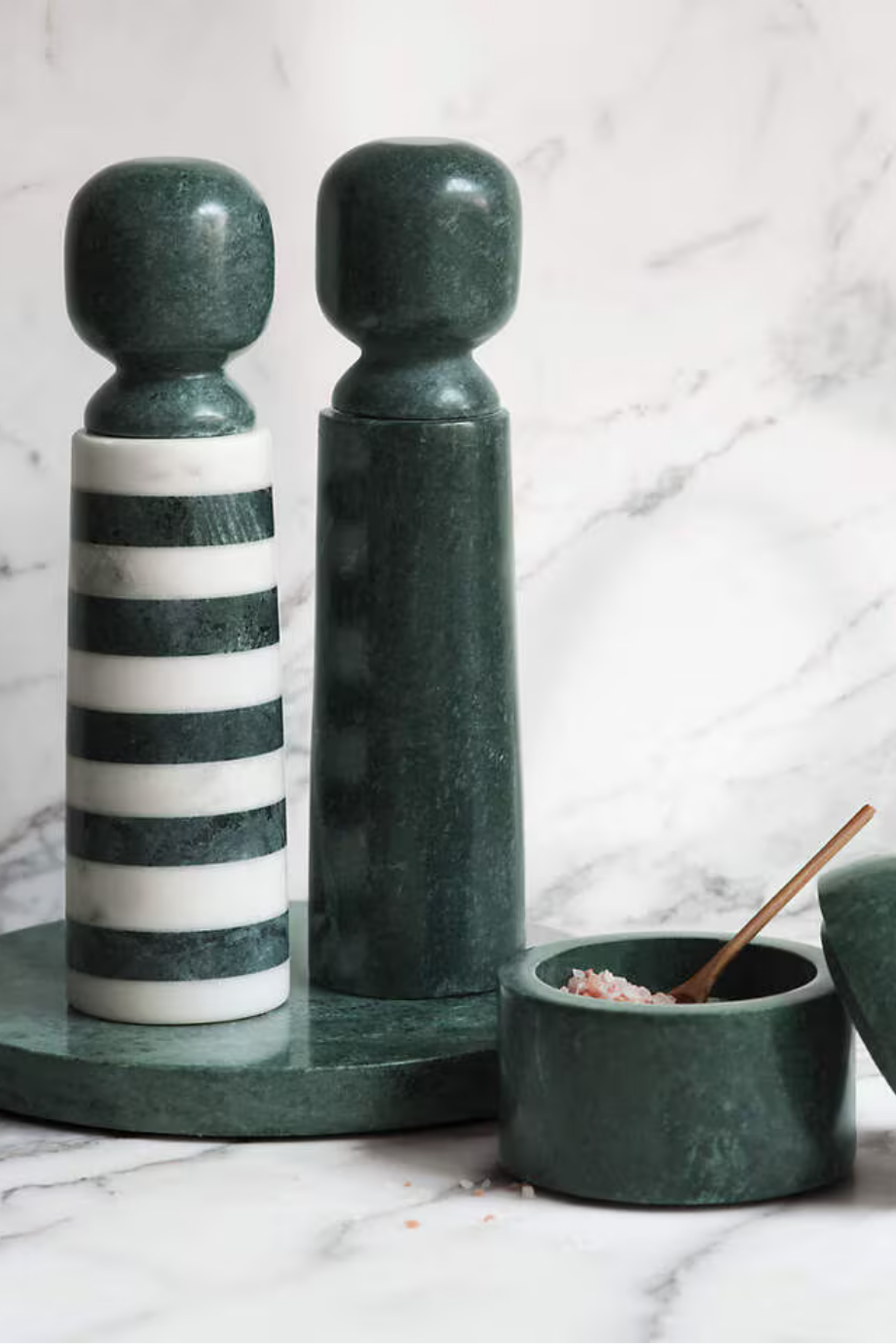 Daniel Humm Geneve Green-White Marble Salt Mill, Mermer Tuz Değirmeni