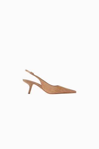 Bianka 60 Bej Raffia Kadın Alçak Topuklu Slingback Pump