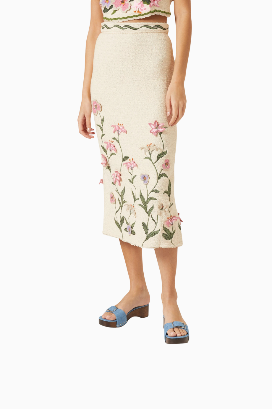 Platza 40 Mavi Denim Stud Detaylı, Ahşap Tabanlı Clog